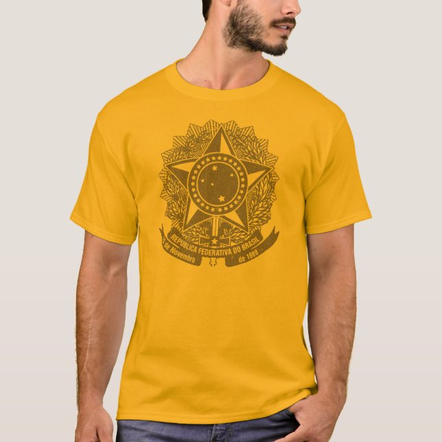 Camiseta Vintage da brasão de Brasil (Frente)
