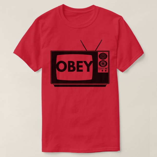 Camiseta Vintage da Obey TV angustiada (Frente do Design)