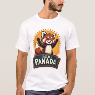 Camiseta Vintage Dabbing Panda Vermelho Retro Gráfico Anima