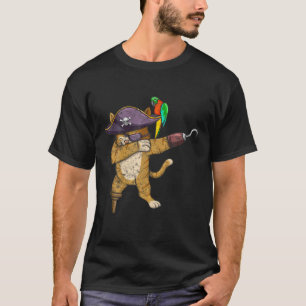 Camiseta Vintage Dabbing Pirate Cat Com Papagaio Halloween