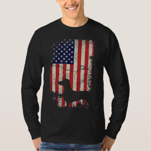 Camiseta Vintage Dachshund American Flag Tão , De Julho
