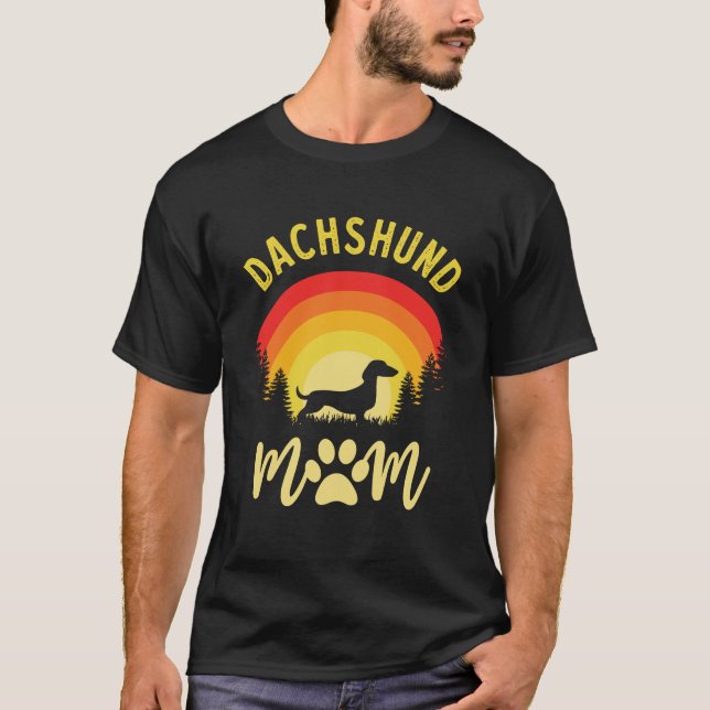 Camiseta Vintage Dachshund Mãe (Frente)