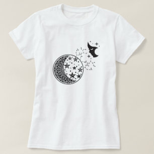 Camiseta Vintage Dark Moon Star Retro Face Mulheres Mágicas