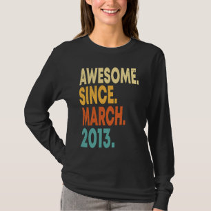 Camiseta Vintage de 10 anos março de 2013 10º Aniversário