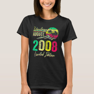Camiseta Vintage de 14 Anos Agosto de 2008  14º Aniversário
