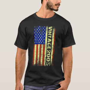 Camiseta Vintage de 17 anos 2005 American Flag 17th Birth