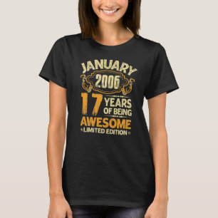 Camiseta Vintage de 17 anos Janeiro de 2006 17º aniversário