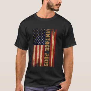 Camiseta Vintage de 20 anos 2005 20 de bandeira americana