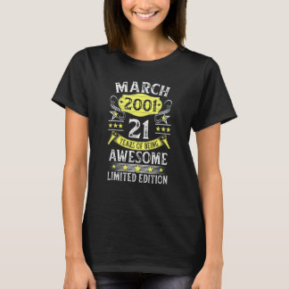 Camiseta Vintage de 21 Anos Incrível desde Março de 2001 21