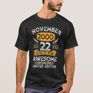 Camiseta Vintage de 22 anos novembro de 2000 22º aniversári