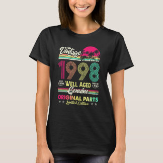 Camiseta Vintage de 24 Anos 1998 Peças Originais Aniversári