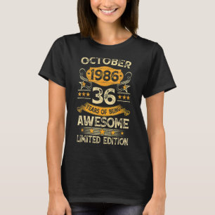 Camiseta Vintage de 36 anos outubro de 1986 36º aniversário