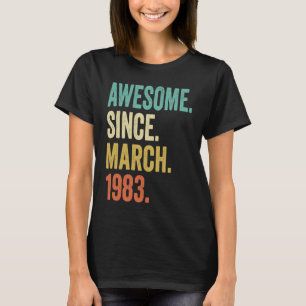Camiseta Vintage de 40 anos março de 1983 aniversário de 40