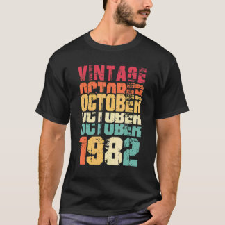 Camiseta Vintage de 40 anos outubro de 1982 aniversário de