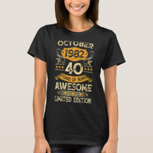 Camiseta Vintage de 40 anos outubro de 1982 aniversário de