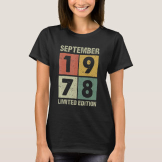 Camiseta Vintage de 44 anos setembro de 1978 44 Aniversário