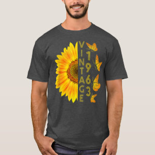 Camiseta Vintage de 59 anos 1963 Borboleta de girassol 59º
