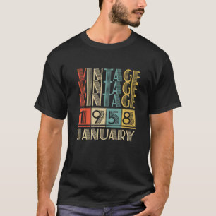 Camiseta Vintage de 65 Anos Feito em Janeiro de 1958 Aniver