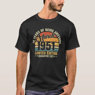 Camiseta Vintage de 70 anos março de 1951 Awes de anivers