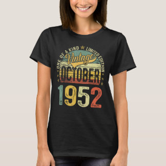 Camiseta Vintage de 70 anos outubro de 1952 70 Bday