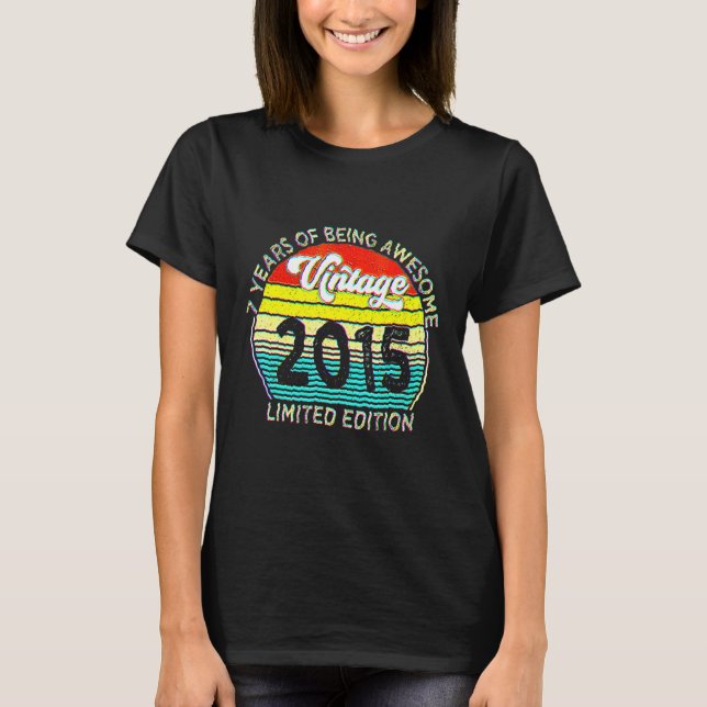 Camiseta Vintage de 7 anos 2015 - 7 Aniversário (Frente)