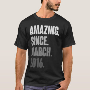 Camiseta Vintage de 7 anos 2016 Março Aniversário 7 Decora
