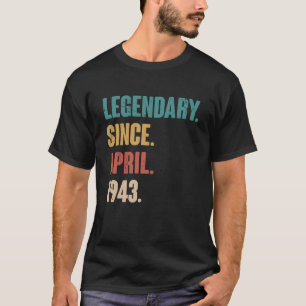 Camiseta Vintage de 80 anos 1943 Aniversário 80 Deco de abr
