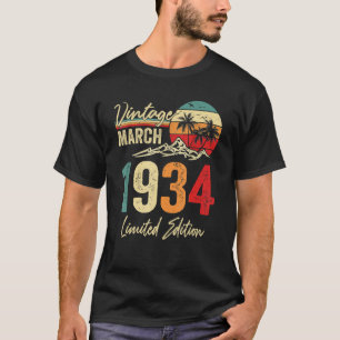 Camiseta Vintage de 89 anos março de 1934 89º aniversário H