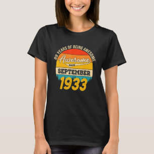 Camiseta Vintage de 89 anos SETEMBRO 1933 89. º aniversário