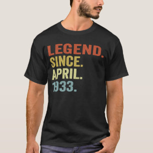 Camiseta Vintage de 90 anos abril de 1933 90 Aniversário