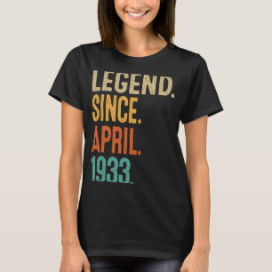 Camiseta Vintage de 90 anos abril de 1933 90 Aniversário de