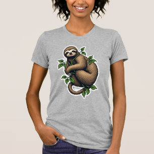 Camiseta Vintage de Arte de Linha de Preguiça Retr