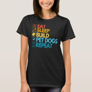 Camiseta Vintage de Cães de Construção de Bloco de Cuta do 