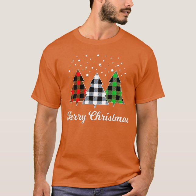 Camiseta Vintage de Christmasree Feliz Christmasree Xadrez  (Frente)
