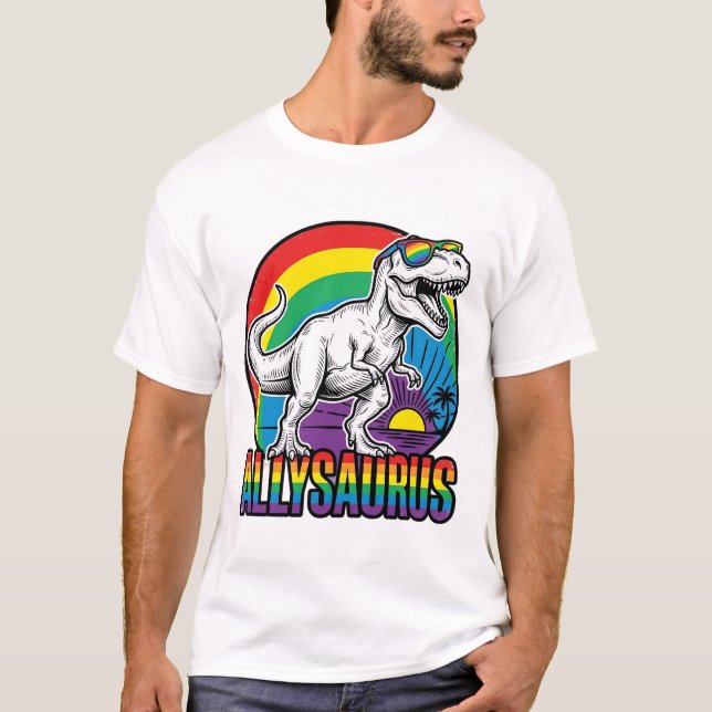 Camiseta Vintage de Dinossauro Arco-íris Allysauru (Frente)
