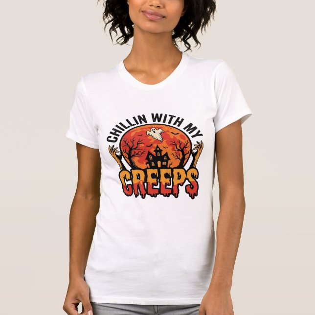 Camiseta Vintage de Halloween Chillin With My Cree (Frente)