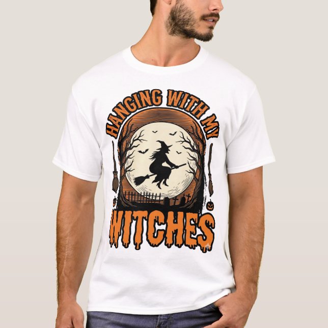 Camiseta Vintage de Halloween com Minhas Bruxas De (Frente)