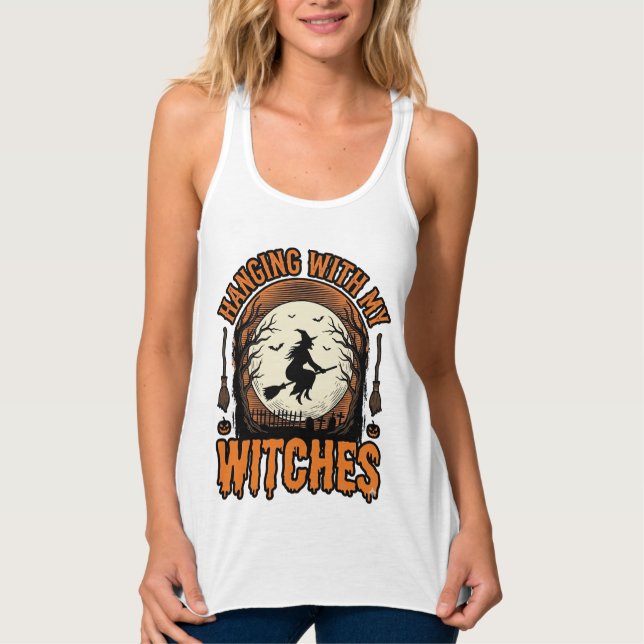 Camiseta Vintage de Halloween com Minhas Bruxas De (Frente)