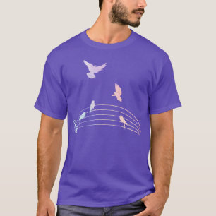 Camiseta Vintage de Nota Musical Colorida de Aves
