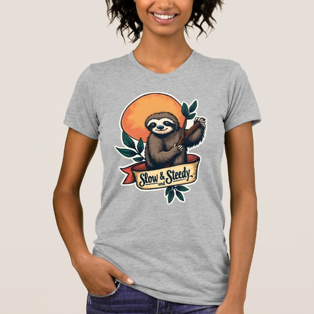Camiseta Vintage de Preguiça Design de Humor Lento (Frente)