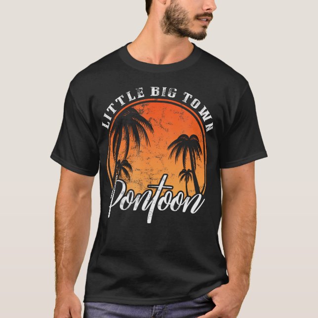 Camiseta Vintage de Verão de Pequena Cidade Pontoon (Frente)
