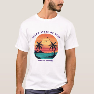 Camiseta Vintage de Verão Estado de Espírito Praia
