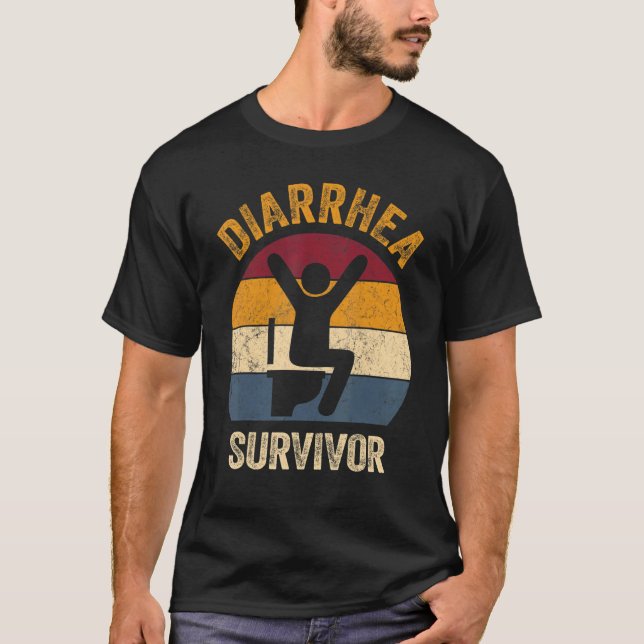 Camiseta Vintage Diarreia Sobrevivente Tummy Ache IBS Stoma (Frente)