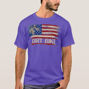Camiseta Vintage Dirt Bike American Flag Funny Motocross