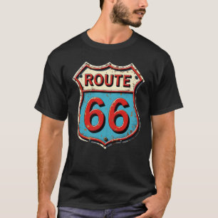 Camiseta Vintage Distress Route 66 T-Shirt para Homens