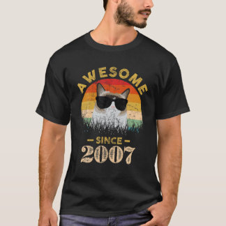 Camiseta Vintage Distressed Awesome Since 2007 15 Years Old
