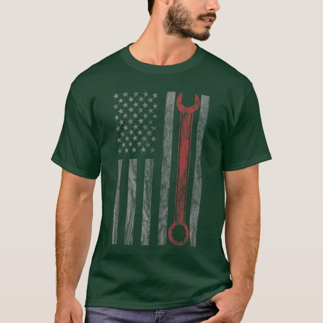 Camiseta Vintage Distressed Mechanic Shirt Mechanic USA Fla (Frente)