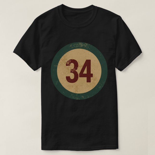 Camiseta Vintage Distressed Number 34 (Frente do Design)