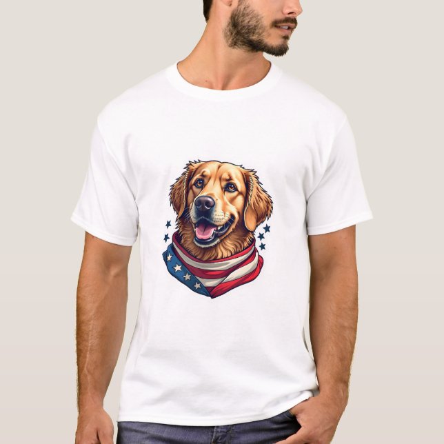 Camiseta Vintage do Golden Retriever Estrelado (Frente)