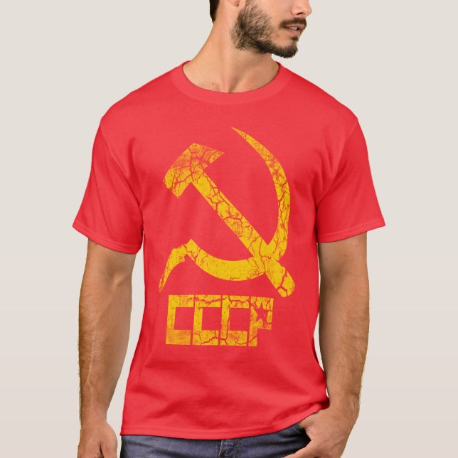 Camiseta Vintage do martelo e da foice de CCCP (Frente)